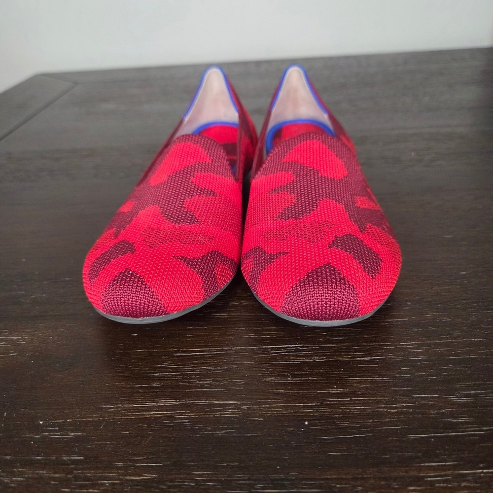 Rothy's The Loafer Womens 5.5 Red Abstract Knit Washable Comfort Flats - Picture 3 of 8